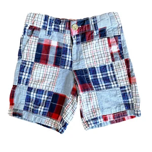 Pantalones Cortos Janie and Jack Boys 3 Madrás Diseño a Cuadros Retazos Rojo Blanco Azul Algodón - Imagen 1 de 14