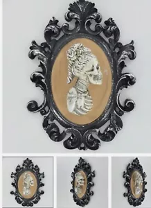 3D SKELETON FEMALE PORTRAIT Picture Wall Art Hanging Plaque Gothic Skulls - Picture 1 of 1