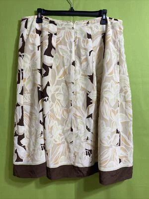 Falda forrada plisada floral beige/verde/marrón/bronceada Pendleton para mujer talla 12 Foto 1 de 4