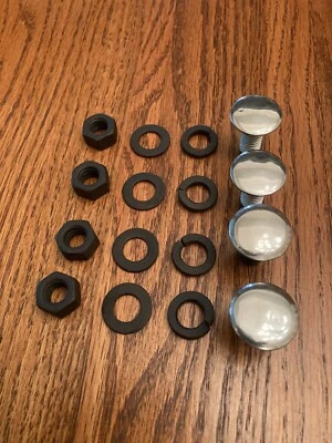 OEM 4 piezas 7/16-14 x 1-1/8"L pernos de parachoques de cabeza redonda con tapa de acero inoxidable 7/16" cuadrados Foto 1 de 4