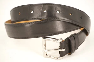 490 $ | JOHN LOBB SCHWARZER LEDER-KALBSLEDERGÜRTEL QUADRATISCH 42 110 TAILLE SILBER - Bild 1 von 12
