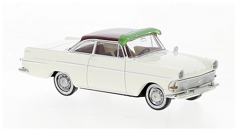 BREKINA 20133 Scala HO Opel P2 Coupé con visiera parasole bianco/rosso scuro - Immagine 1 di 1