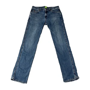Hugo Boss Mens Jeans Slim Tapered Medium Blue Washed Stretch W32 L34 Delaware - Picture 1 of 13