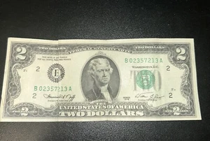 1976 2 dollar bill Low Serial #B 02357213 A Circulated - Picture 1 of 6