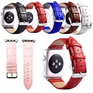 Crocodile Leather Strap Bracelet Band for Apple iWatch Watch Series 4 3 2 1 - Picture 1 of 19