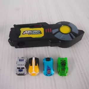 Micromachines micro chargers x4 cars & x1 charger inc. light-up, Blue & red base - Picture 1 of 5