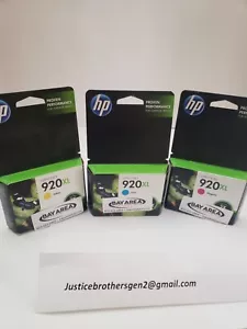 GENUINE HP 920XL Ink Cartridge 3-Pack, Yellow, Cyan, Magenta 6000 6500 7000 7500 - Picture 1 of 1