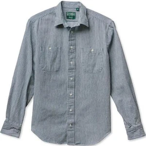 Camisa de Trabajo Gitman Vintage $220 Nueva con Etiquetas Denim a Rayas de Nogal Sarga de Algodón XL AW24 - Imagen 1 de 7