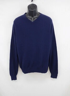 Suéter Pullover TAHARI Para Hombre 100% Cachemira Azul Marino Cuello en V Talla L #K791 Foto 1 de 4