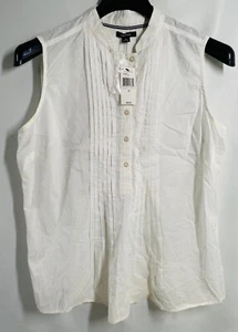 NWT Nautica Women's White Sleeveless Pleated Button Up Shirt Size 16 - FAST SHIP - Picture 1 of 6