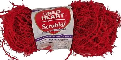 Cherry Red Heart Scrubby Yarn Knit Crochet Dishcloths Knitting PARTIAL skein - Image 1 of 4