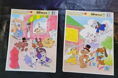 Lot of 2--1986 Golden Frame Tray Puzzles "Pound Puppies" Magic Show Ages 3 to 7 - Image 1 of 4