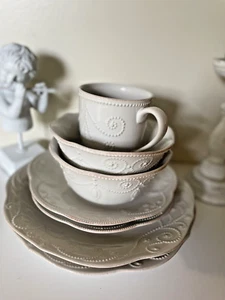 Lenox French Perle Cream 7-Piece Set - Dinner Plates, Bowl, Mug | Discontinued - Picture 1 of 17
