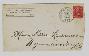 Clarksville Tex New Donoho Hotel cc 1901 cover Wynnewood Indian Territory ex1 - Picture 1 of 2
