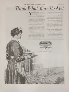 Papeles de impresión estándar de Warren 1914 sábado por la noche anuncio impreso posterior - Imagen 1 de 2
