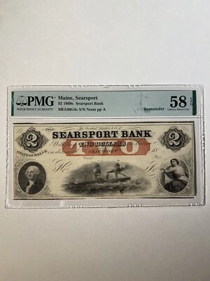 US Currency Maine Searsport Bank $2 1860s - Image 1 of 2
