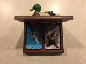 Price Products Duck Playing Cards in Wooden Case w/Duck on Top, 1981 - Picture 1 of 4