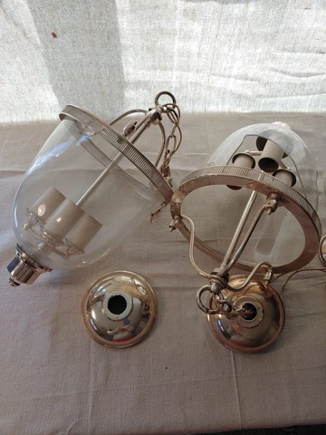 2 Vintage H.A.Framburg & Co Candle Style Ceiling Lights glass shade 3 bulb type Cover