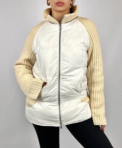 BLUGIRL BLUMARINE Elfenbein Wolle Strick Full Zip Gänsedaunen Puffer Jacke Gr. I 40 / M - Bild 1 von 21
