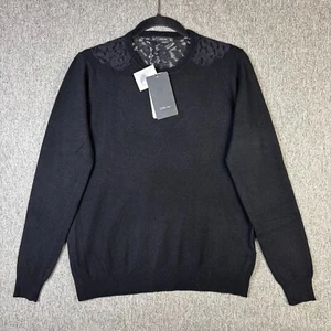 Zara Knit Black Top Lightweight Sweater Nylon Wool Blend Long Sleeve Womens Sz L - Picture 1 of 8