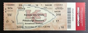 Boleto de colección 2011 Pittsburgh Steelers vs Kansas City Chiefs 27/11/11 - Imagen 1 de 1