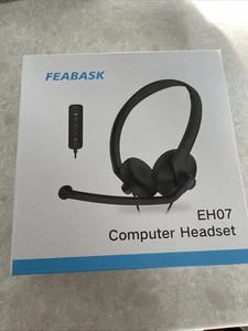 Feabask EH07 Komputerowy zestaw słuchawkowy Mikrofon z redukcją szumów PC Laptop iPhone - Zdjęcie 1 z 2