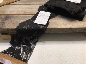 1595🌟Vtg Antique Black Silk Lace Edwardian C1800s Craft 3-3/4” Orig Card - Imagen 1 de 6