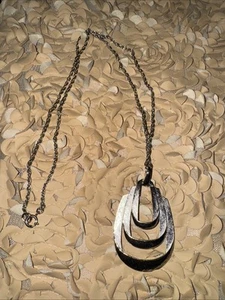 Silver Mid-Century~Trifari Bold Layered Pendant necklace. Signed - Picture 1 of 12