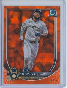 2025 Bowman Chrome Sapphire Jackson Chourio ORANGE REFRACTOR 25/25 Brewers LAST1 - Picture 1 of 2