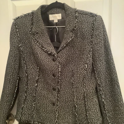Mujer Blanco y Negro Sal y Pimienta Falda Chaqueta Traje Talla 12 por Liz Claiborne Foto 1 de 4