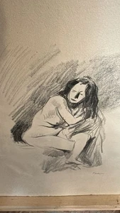 Original signierte Akt Lithographie Frain 15"x12" moderner französischer Stil Figur Studie - Bild 1 von 6