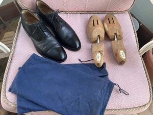 Alan Payne schwarz Hirschleder Schnürschuhe Kappe Zehe handgefertigt Oxford elegante Schuhe 10,5 - Bild 1 von 21