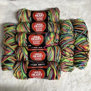 Red Heart Super Saver Yarn BLACKLIGHT 3939 Acrylic 5oz 6 NEW 2 Partial - Picture 1 of 7