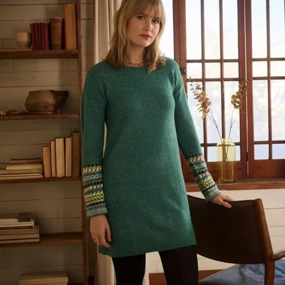 Nuevo con etiquetas Vestido Suéter Hatley Para Mujer Verde Bosque Tejido Sadie Talla Pequeña Vacaciones Foto 1 de 4