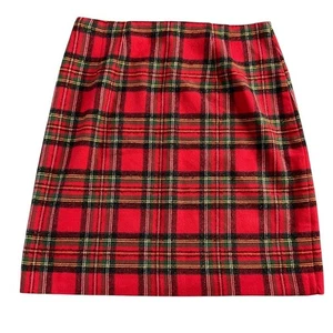 TALBOTS Red Dazzling Tartan Plaid A-Line Wool-Blend Skirt Sz 4P Lined NEW $99 - Picture 1 of 16