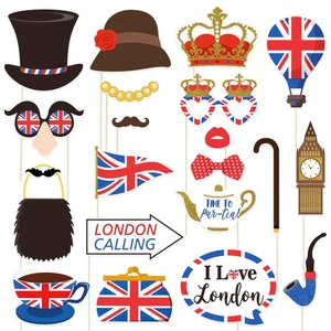 20 Pcs Paper Uk Flag Photo Booth Props For British National Day Party - Picture 1 of 8