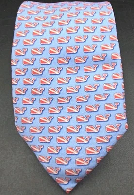 Nueva corbata de ballena Vineyard Vines Shep & Ian rosa blanco azul estampado de ballena seda preppy Foto 1 de 4