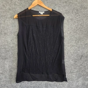 Helmut Lang Top Women Size S Black Sheer Silk Linen Classic Designer - Picture 1 of 9