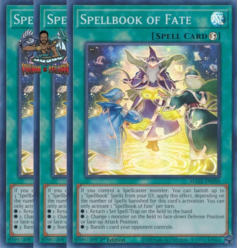 Yugioh! 3x Spellbook of Fate MAZE-EN059 Super Rare 1st Ed NM - Image 1 of 1