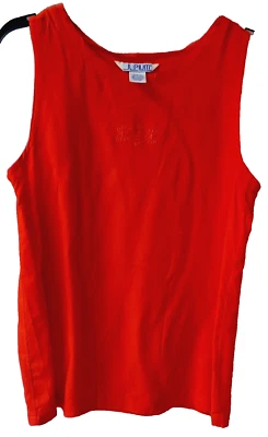 Camiseta sin mangas de colección JL ciruela para mujer cuello barco rojo naranja rayón talla L Foto 1 de 4