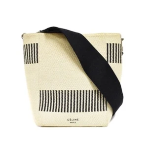 CELINE Sangle Bucket Canvas Stripe Shoulder Bag Ivory - Picture 1 of 7