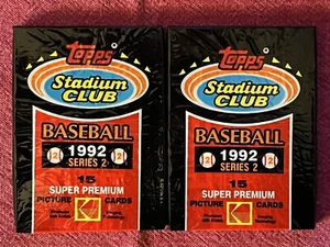 (2) 1992 Topps Stadium Club Baseball Serie 2 Packungen fabrikversiegelt 15 Karten pro - Bild 1 von 2