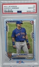 Andres Gimenez 2021 Bowman Sky Blue 11/499 RC PSA 10 Guardians Mets Rookie