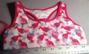 New Girls Trolls Sports Bra Racer Back Pink White Size M (8) or L (10-12) - Picture 1 of 8