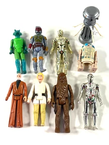 vtg Lot (x9) Star Wars Action Figures Luke Chewbacca Boba Fett R2D2 C3PO - Picture 1 of 17