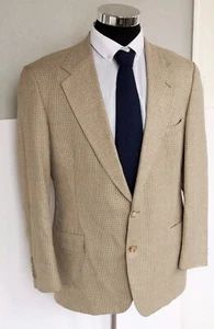 Vintage Pierre Cardin Wool Jacket Men's 44R Herringbone Tan Blazer USA Made - Picture 1 of 16