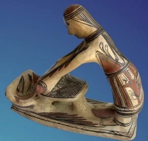 Vintage Mexican Terra Cotta Pottery Figural Sculpture Hand Made & Painted EUC - Picture 1 of 12