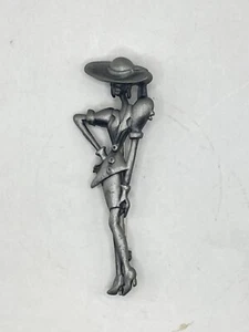 Broche prendedor de lujo Art Deco de peltre con sombrero - Imagen 1 de 6