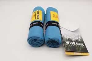 2 Pack Wise Owl Outfitters Quick Dry Microfiber Towels Marine Blue - Picture 1 of 5