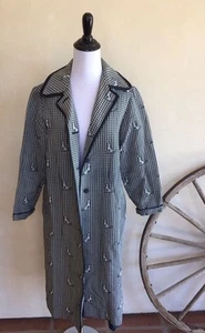 RAINCHEETAHS by Naman New York Vintage Plaid Animal Trenchcoat Navy Blau Damen M - Bild 1 von 12